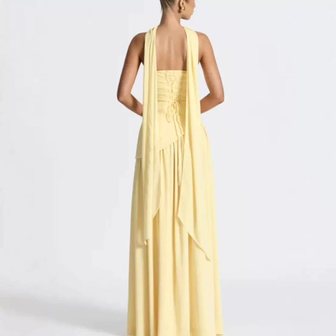 Sabine | Women's Strapless Maxi Dress with Leg Split, Formal Wedding Guest Dress | Bella Blue | Pink