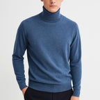 Samuel | Men's Cashmere Roll-Neck Jumper, Timeless Knit Jumper | Bella Blue