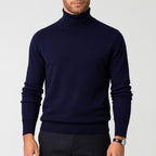 Samuel | Men's Cashmere Roll-Neck Jumper, Timeless Knit Jumper | Bella Blue