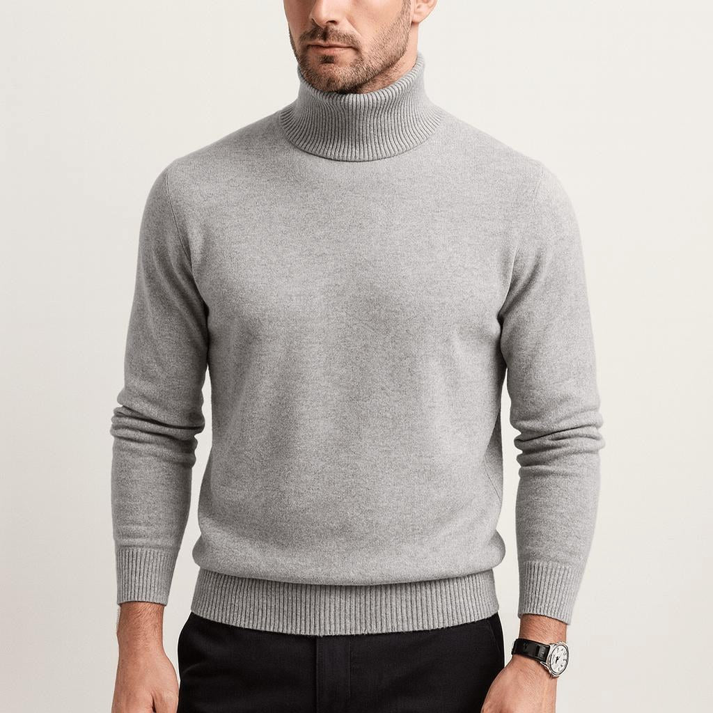 Samuel | Men's Cashmere Roll-Neck Jumper, Timeless Knit Jumper | Bella Blue