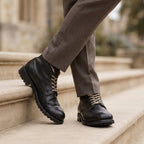 Samuel | Women's Lace-Up Faux Leather Boots, Classic Ankle Boots | Bella Blue