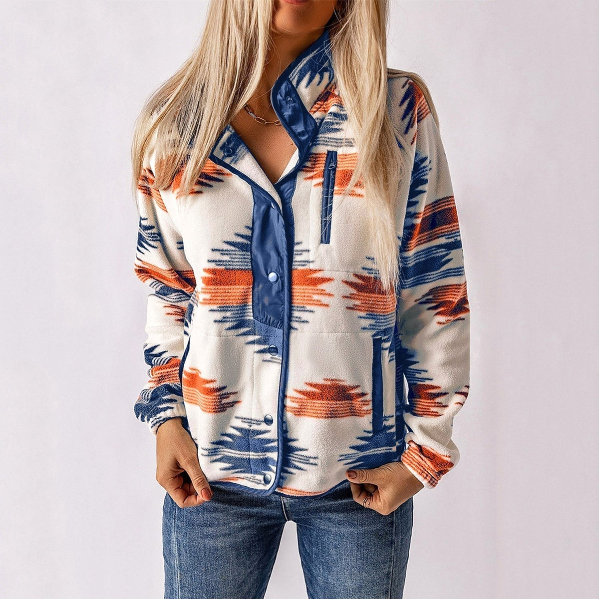 Sandra | Women's Button-Up Jacket, Structured Midweight Jacket | Bella Blue | Blue
