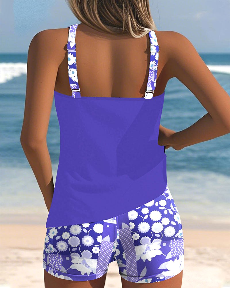 Savannah | Women's Floral Two-Piece Swimsuit - Light Blue