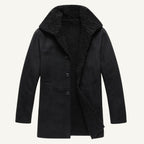 Sawyer | Men's Shearling Collar Overcoat, Tailored Winter Coat | Bella Blue