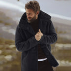 Sawyer | Men's Shearling Collar Overcoat, Tailored Winter Coat | Bella Blue