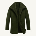 Sawyer | Men's Shearling Collar Overcoat, Tailored Winter Coat | Bella Blue