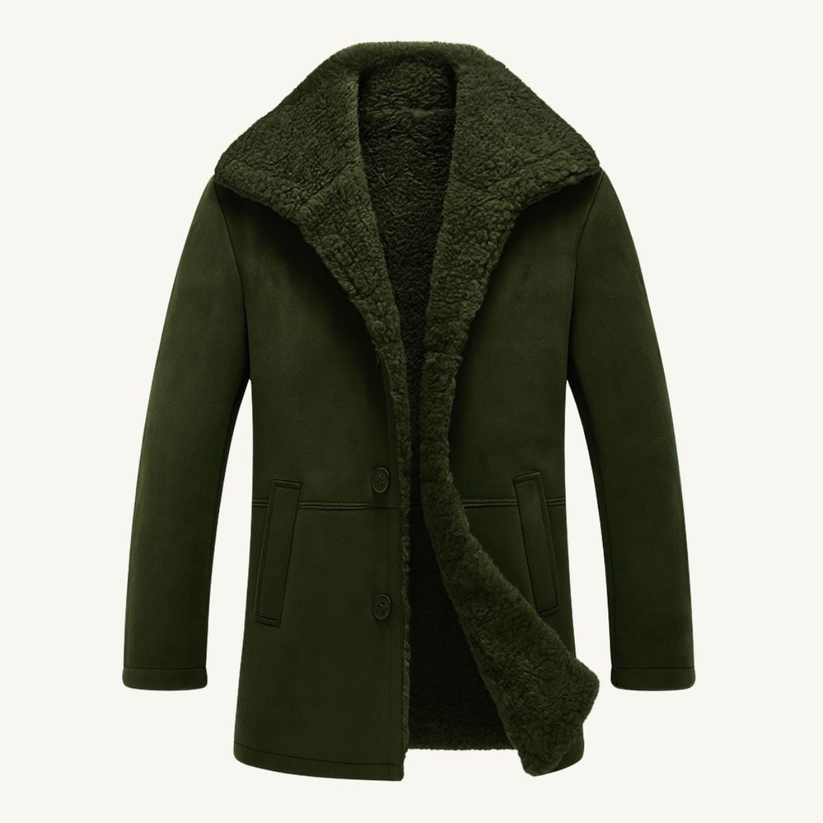 Sawyer | Men's Shearling Collar Overcoat, Tailored Winter Coat | Bella Blue