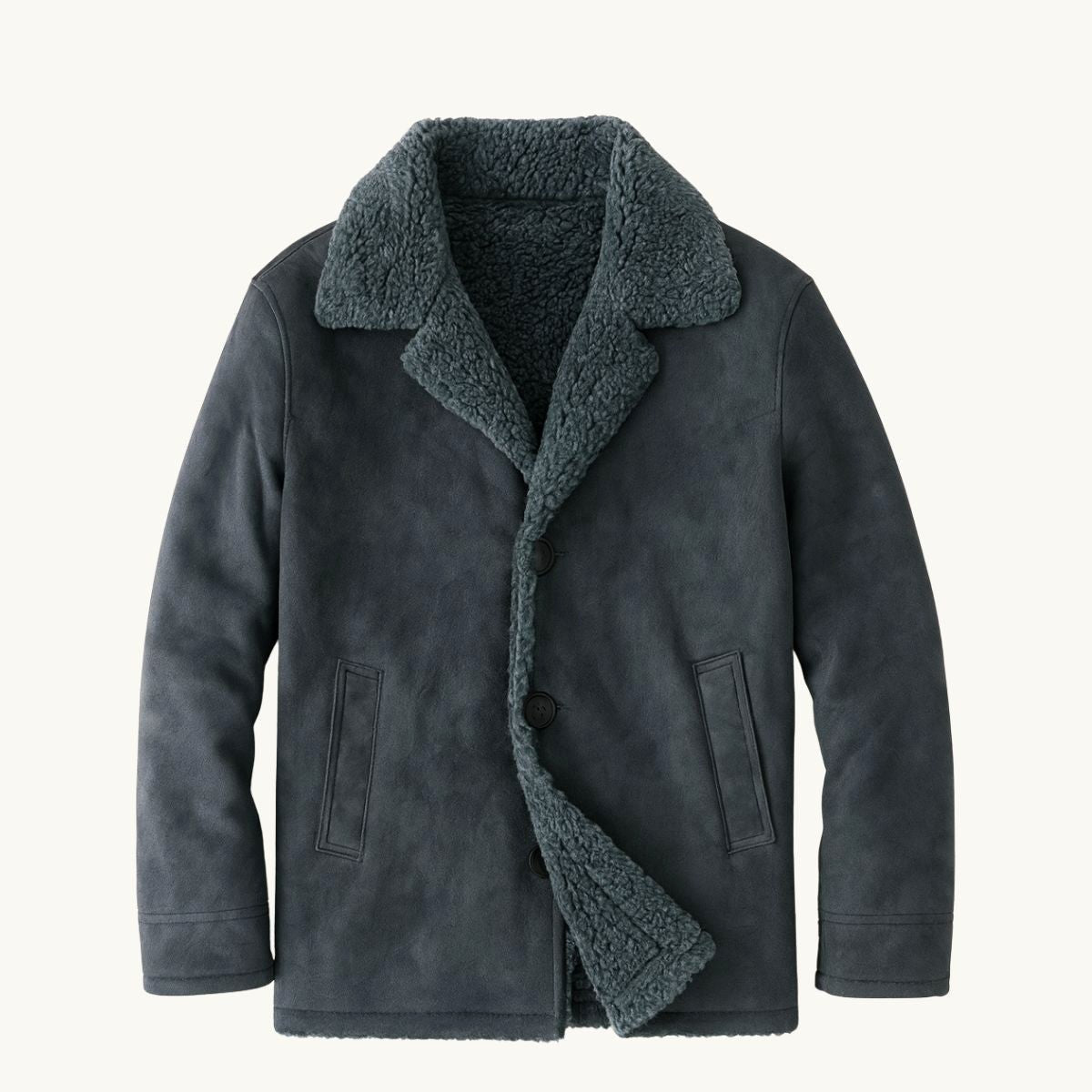 Sawyer | Men's Shearling Collar Overcoat, Tailored Winter Coat | Bella Blue