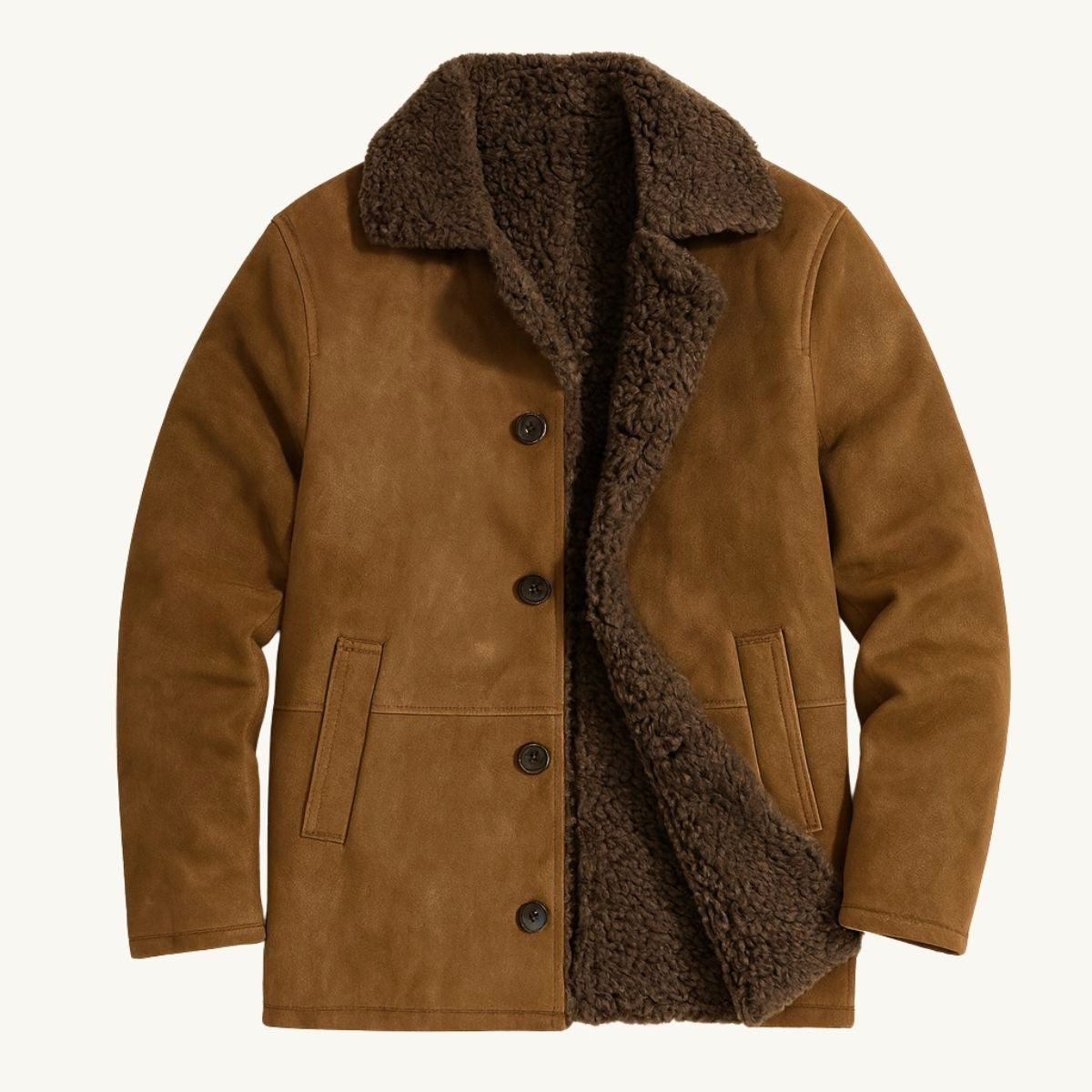 Sawyer | Men's Shearling Collar Overcoat, Tailored Winter Coat | Bella Blue