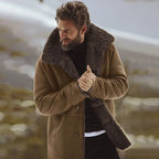 Sawyer | Men's Shearling Collar Overcoat, Tailored Winter Coat | Bella Blue