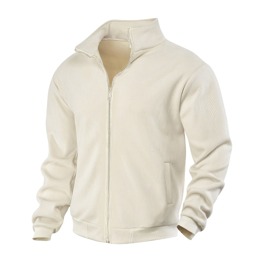 Sawyer | Women's Zip-Through Cardigan with Stand Collar, Ribbed Knit Cardigan | Bella Blue