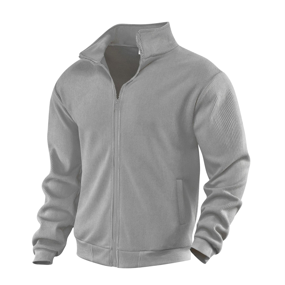 Sawyer | Women's Zip-Through Cardigan with Stand Collar, Ribbed Knit Cardigan | Bella Blue