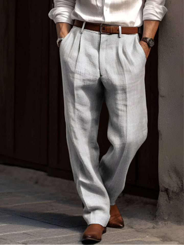 Sean | Men's Classic Pleated Trousers, Comfortable Dress Trousers | Bella Blue