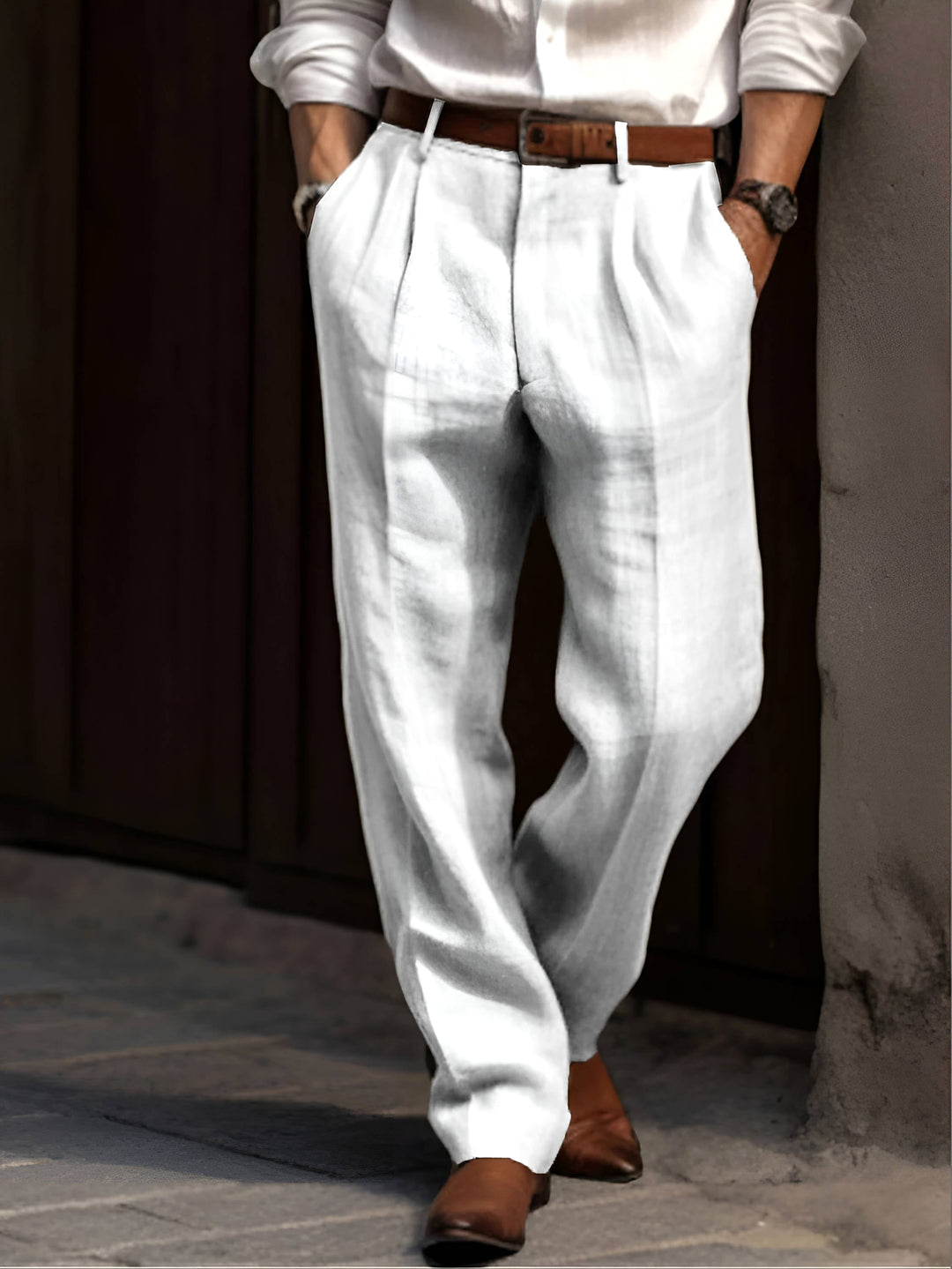 Sean | Men's Classic Pleated Trousers, Comfortable Dress Trousers | Bella Blue
