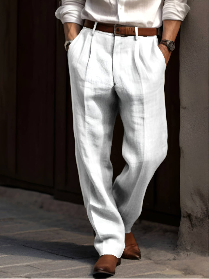 Sean | Men's Classic Pleated Trousers, Comfortable Dress Trousers | Bella Blue