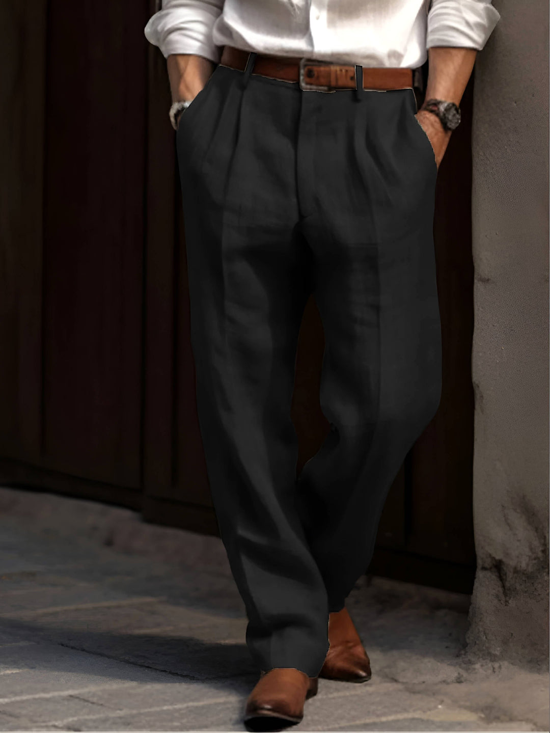 Sean | Men's Classic Pleated Trousers, Comfortable Dress Trousers | Bella Blue