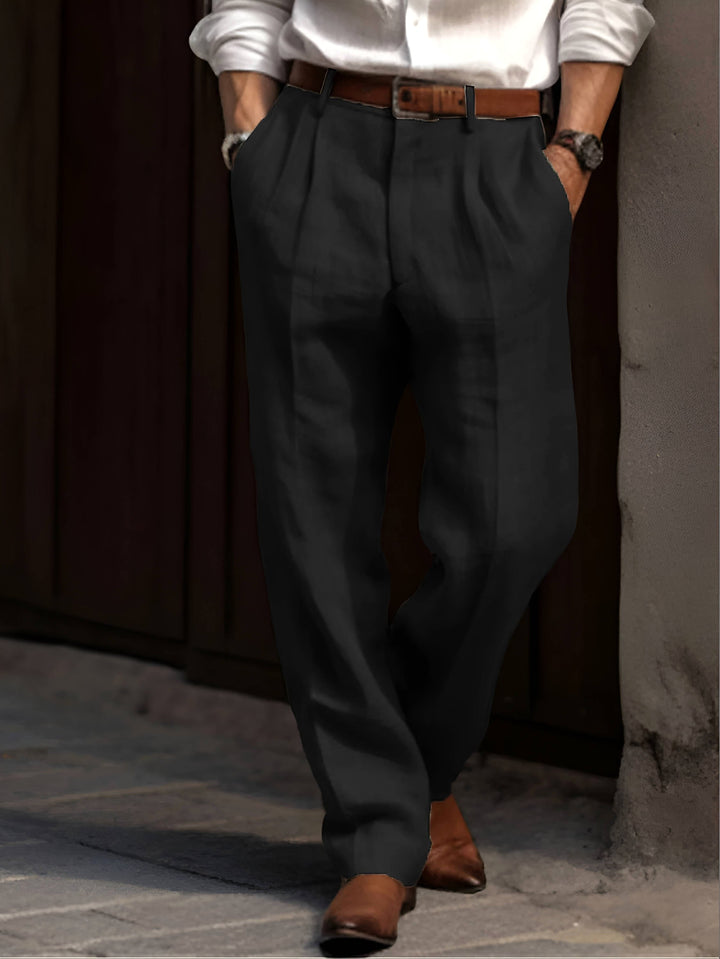 Sean | Men's Classic Pleated Trousers, Comfortable Dress Trousers | Bella Blue