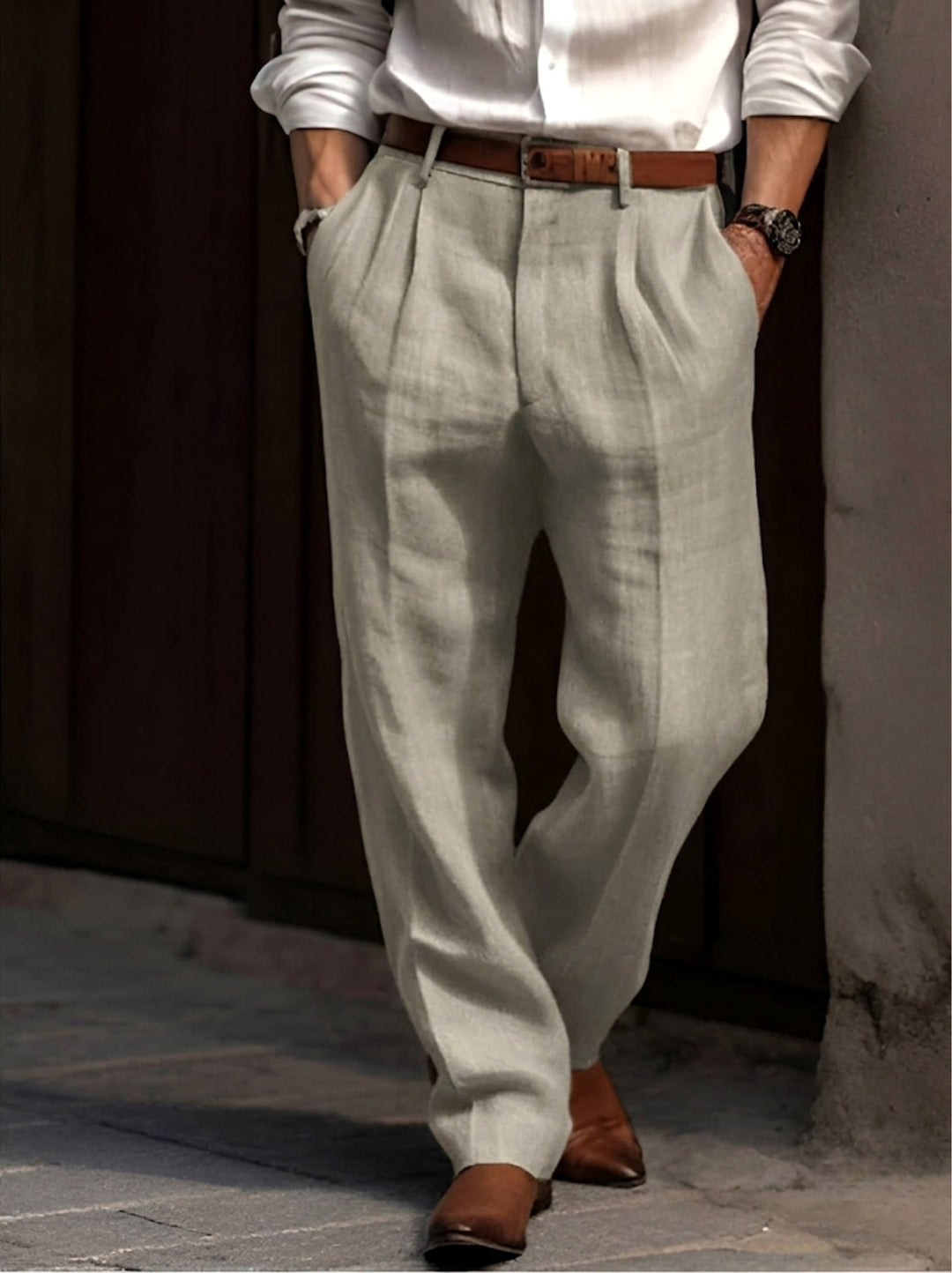 Sean | Men's Classic Pleated Trousers, Comfortable Dress Trousers | Bella Blue