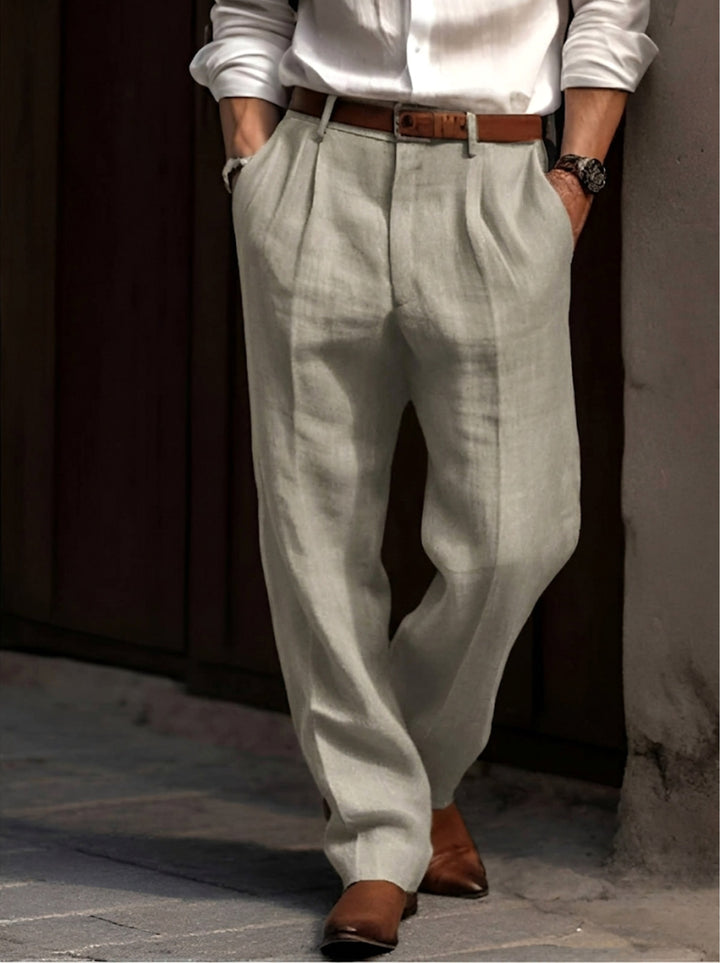 Sean | Men's Classic Pleated Trousers, Comfortable Dress Trousers | Bella Blue