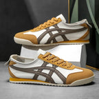 Sebastian | Men's Retro Trainers with Contrast Stripes and Suede Accents, Vintage Running Trainers | Bella Blue | Yellow