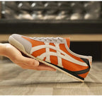 Sebastian | Men's Retro Trainers with Contrast Stripes and Suede Accents, Vintage Running Trainers | Bella Blue | Yellow