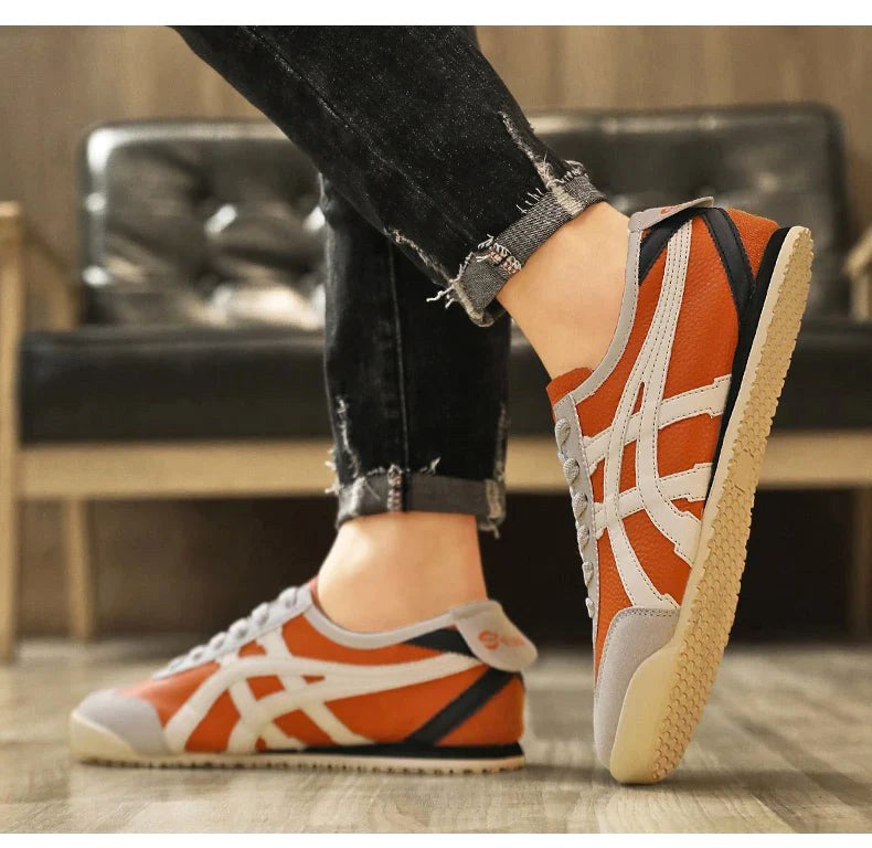 Sebastian | Men's Retro Trainers with Contrast Stripes and Suede Accents, Vintage Running Trainers | Bella Blue | Yellow