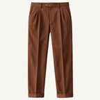 Shane | Men's High Waist Double Pleated Trousers, Tailored Formal Trousers | Bella Blue | Brown
