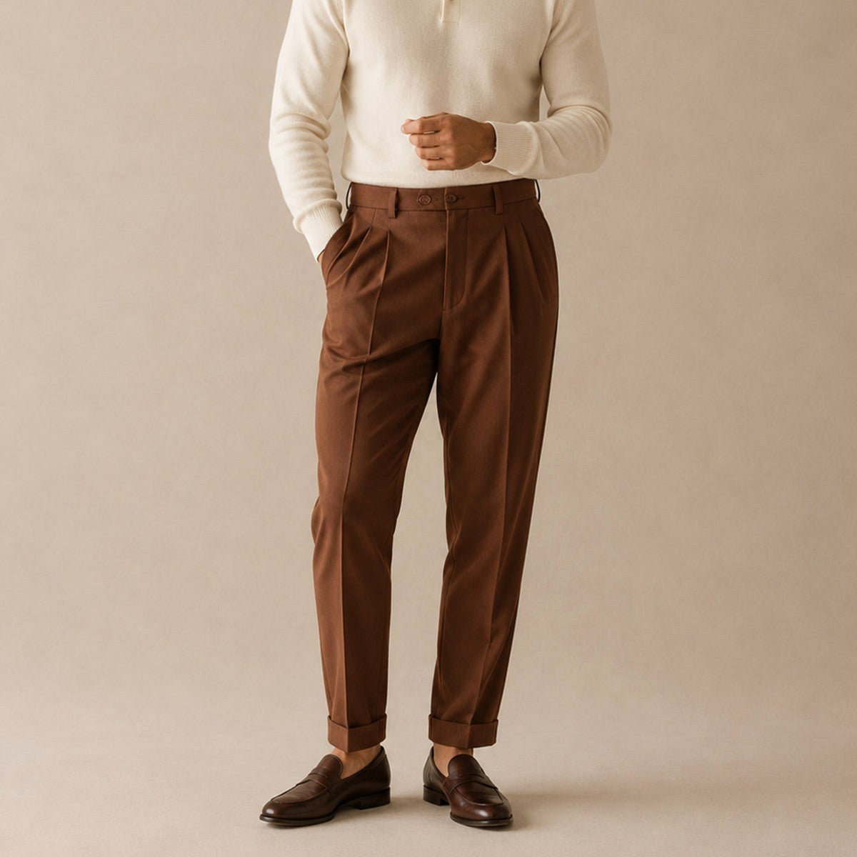 Shane | Men's High Waist Double Pleated Trousers, Tailored Formal Trousers | Bella Blue | Black