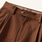 Shane | Men's High Waist Double Pleated Trousers, Tailored Formal Trousers | Bella Blue | Apricot