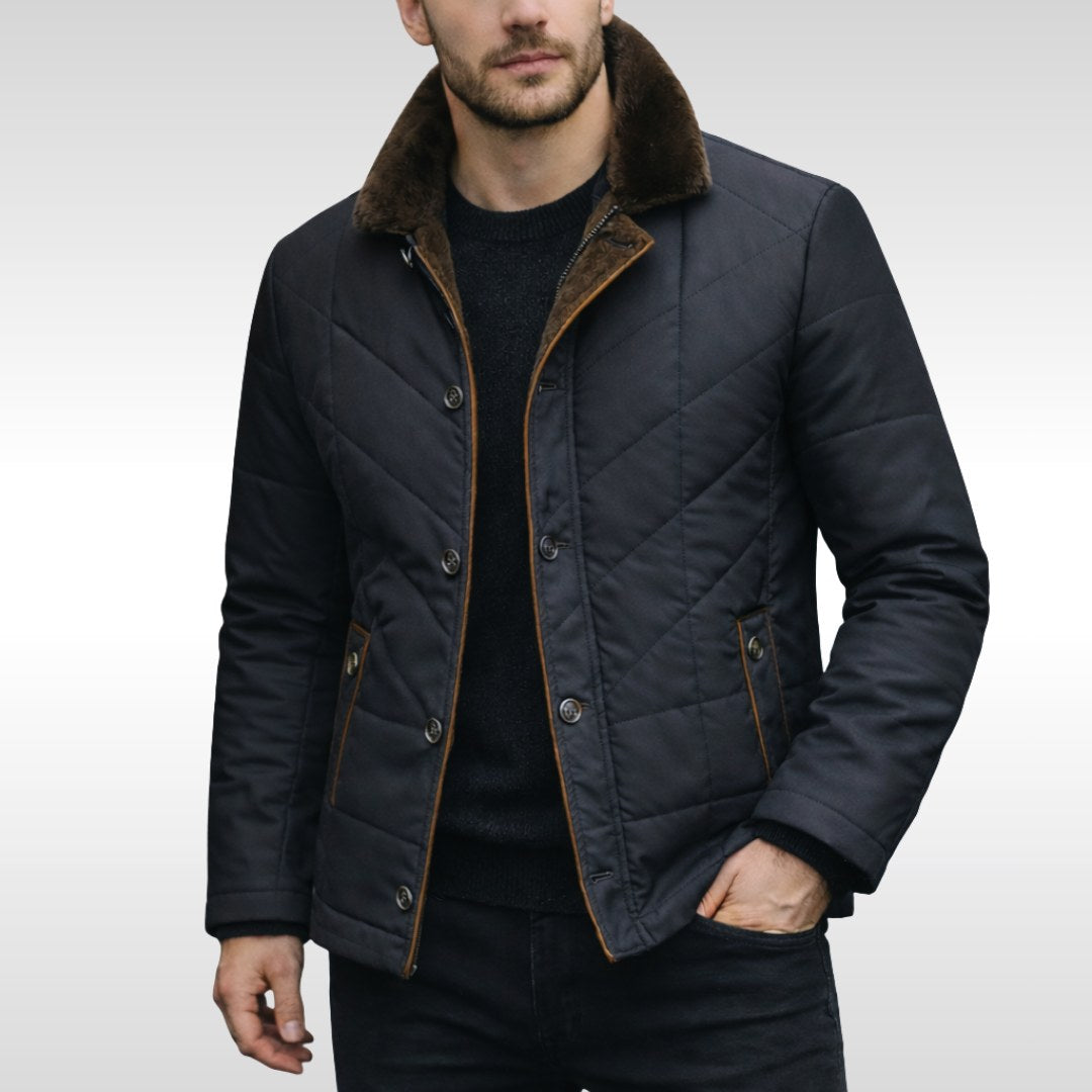 Shane | Men's Padded Jacket with Soft Lining, Lightweight Insulated Coat | Bella Blue | Brown