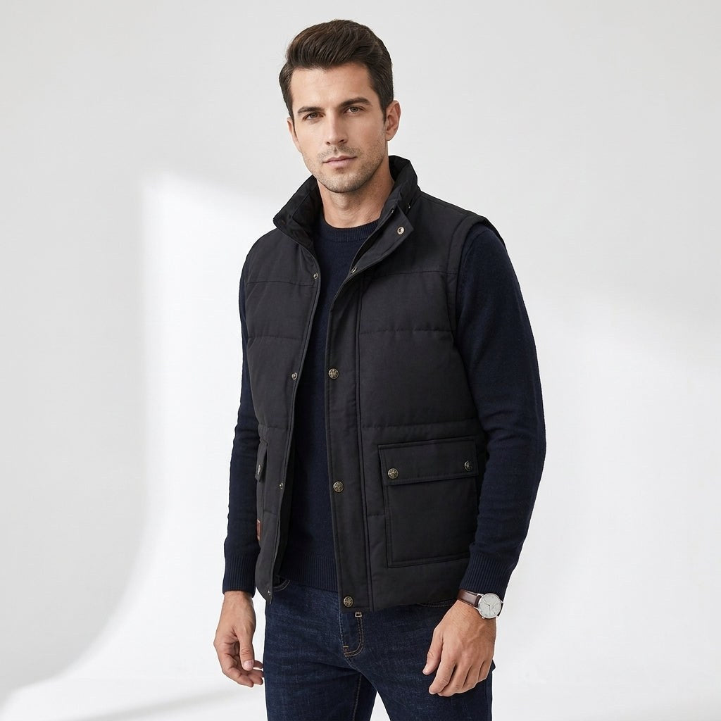 Shane | Men's Quilted Gilet with Fur Lining, Insulated Autumn Gilet | Bella Blue