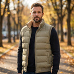 Shane | Men's Quilted Gilet with Fur Lining, Insulated Autumn Gilet | Bella Blue