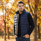 Shane | Men's Quilted Gilet with Fur Lining, Insulated Autumn Gilet | Bella Blue