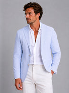 Shaun | Men's Striped Tailored Blazer, Lightweight Suit Jacket | Bella Blue | Khaki