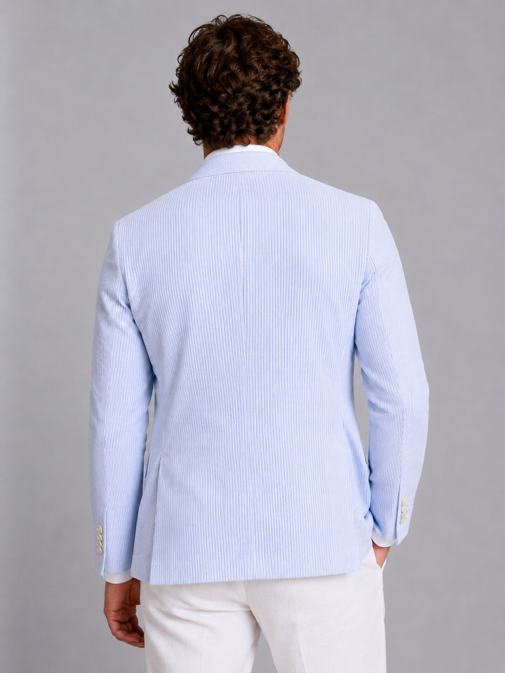 Shaun | Men's Striped Tailored Blazer, Lightweight Suit Jacket | Bella Blue | Green