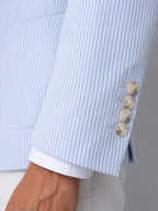 Shaun | Men's Striped Tailored Blazer, Lightweight Suit Jacket | Bella Blue | White