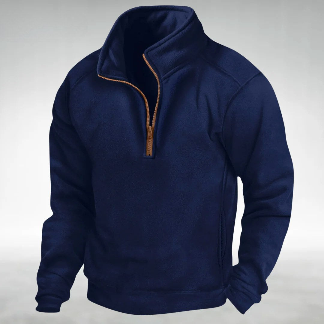 Siegfried | Men's Zip Jumper with Relaxed Cut, Versatile Jumper | Bella Blue | Navy Blue
