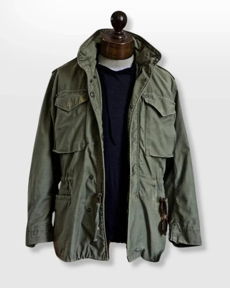 Simon | Men's Military Field Jacket, Adjustable Drawstring Outdoor Jacket | Bella Blue | Black
