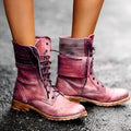 Sophie | Women's Lace-Up Ankle Boots in Dusty Pink, Vintage Ankle Boots with Block Heel | Bella Blue | Carmine Red