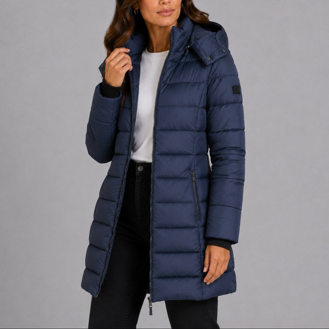 Sophie | Women's Hooded Puffer Jacket, Lightweight Insulated Winter Coat | Bella Blue