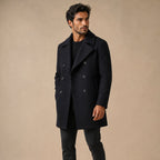 Spencer | Men's Double Breasted Wool Peacoat, Warm Winter Coat | Bella Blue