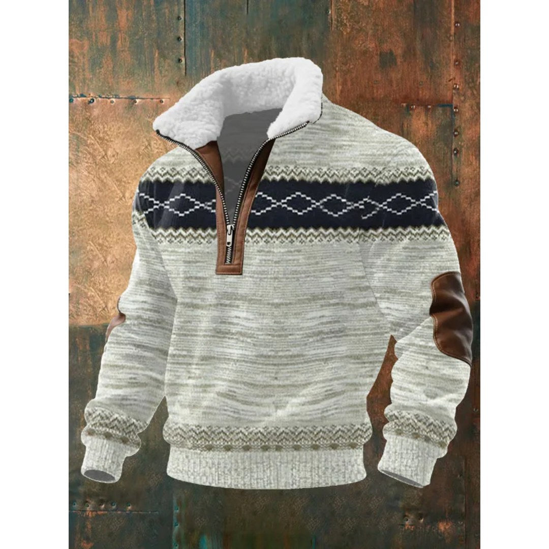 Spencer | Men's High-Neck Fleece Jumper, Warm Layering Jumper | Bella Blue
