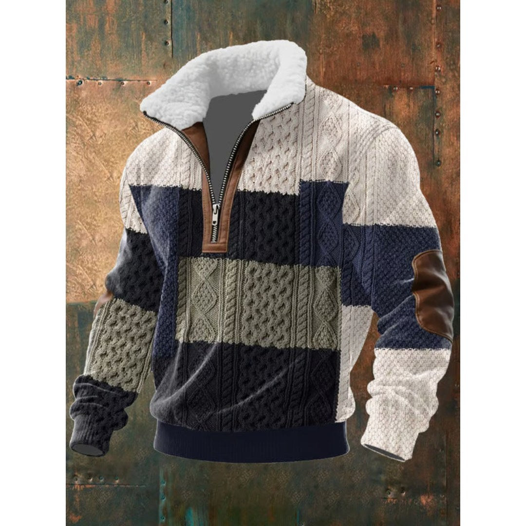 Spencer | Men's High-Neck Fleece Jumper, Warm Layering Jumper | Bella Blue
