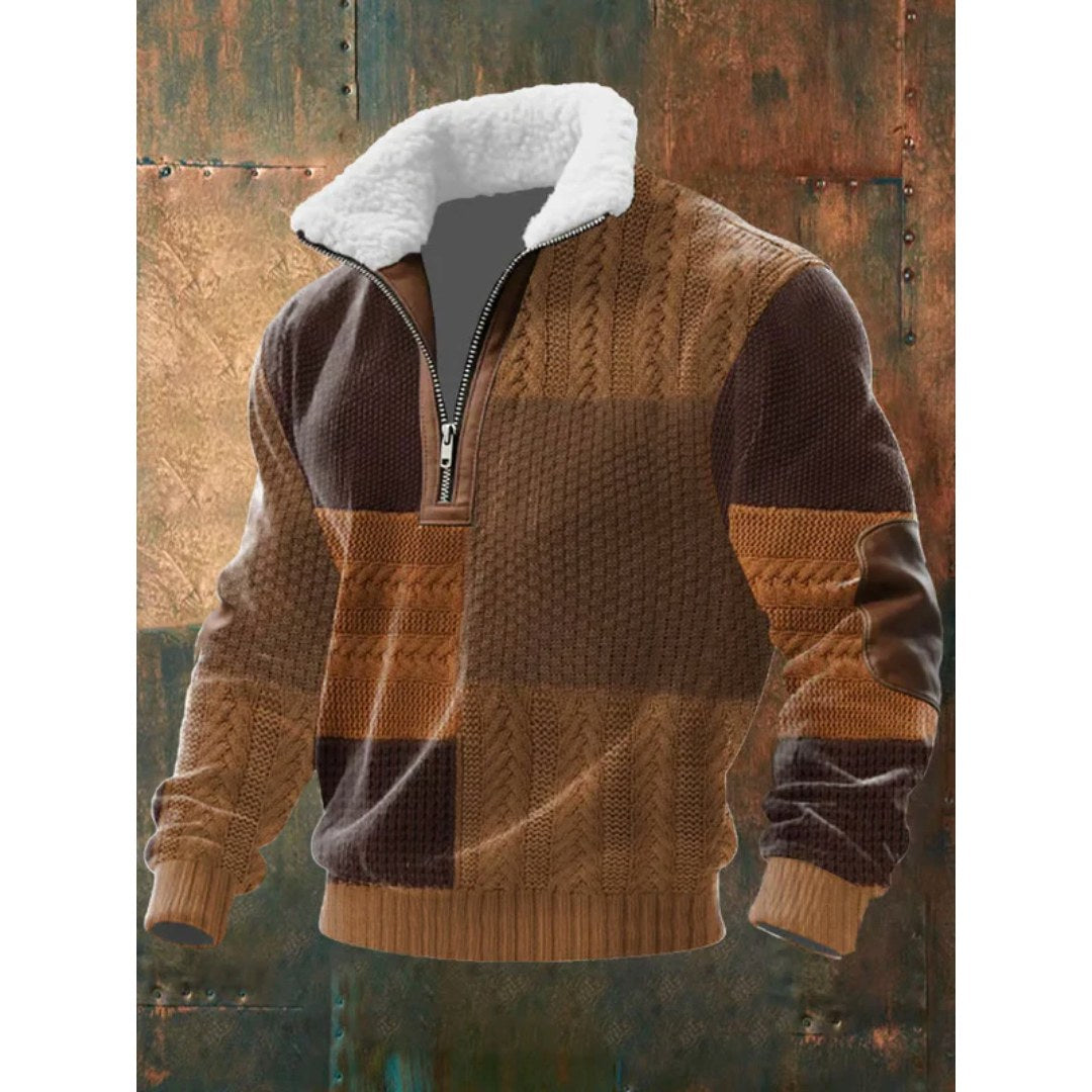 Spencer | Men's High-Neck Fleece Jumper, Warm Layering Jumper | Bella Blue