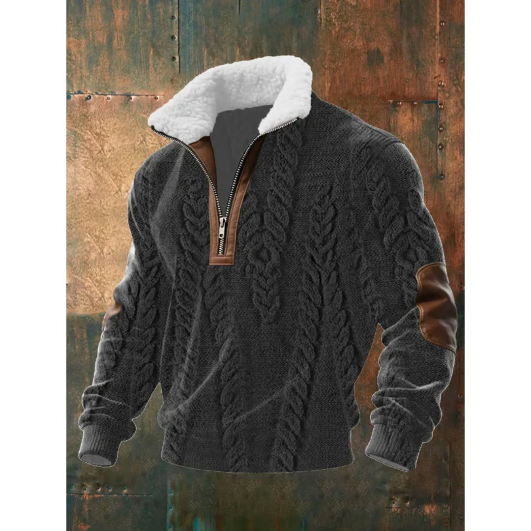 Spencer | Men's High-Neck Fleece Jumper, Warm Layering Jumper | Bella Blue