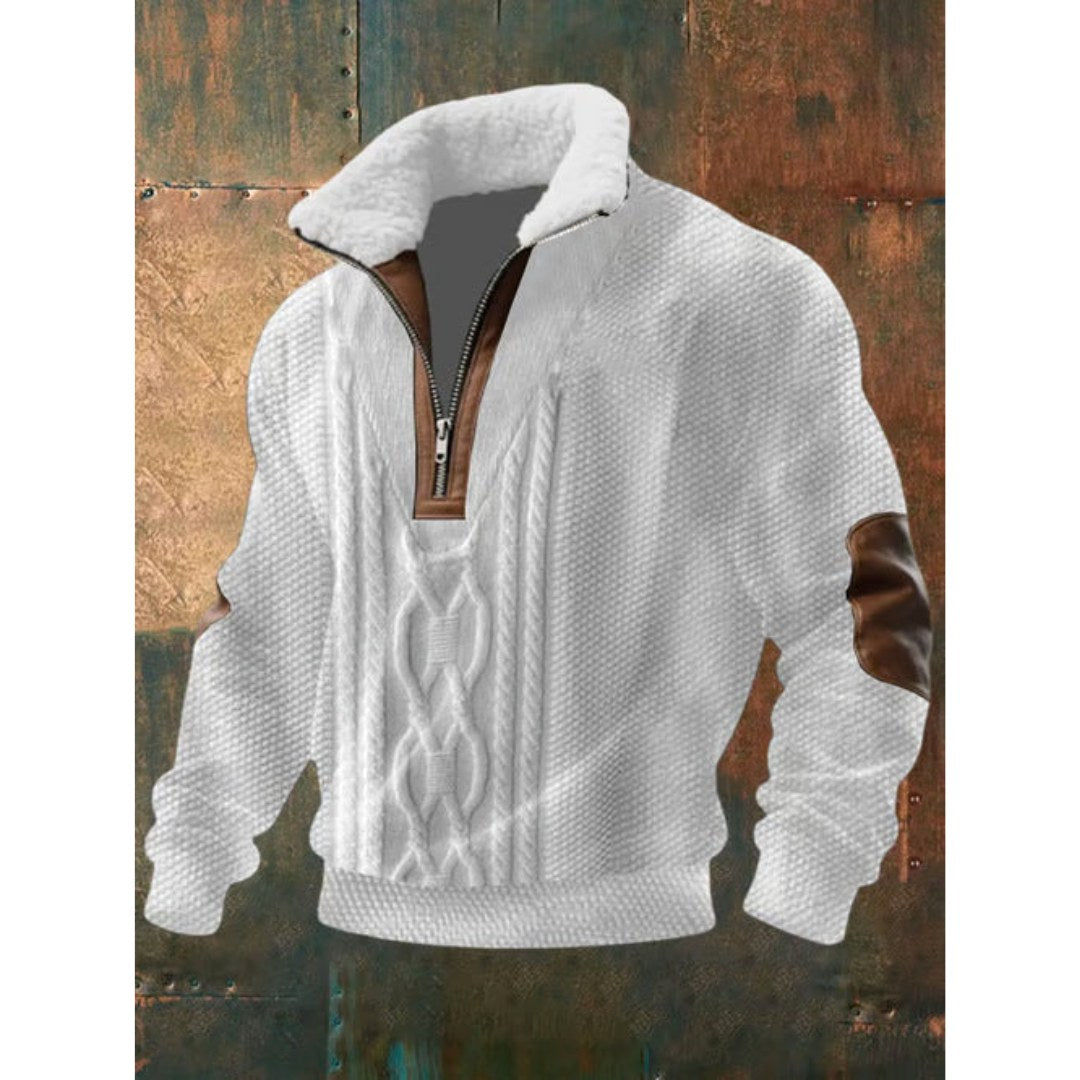 Spencer | Men's High-Neck Fleece Jumper, Warm Layering Jumper | Bella Blue