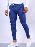 Stefan | Men's Slim Fit Chinos in Blue, Stretch Business Trousers | Bella Blue | Royal Blue
