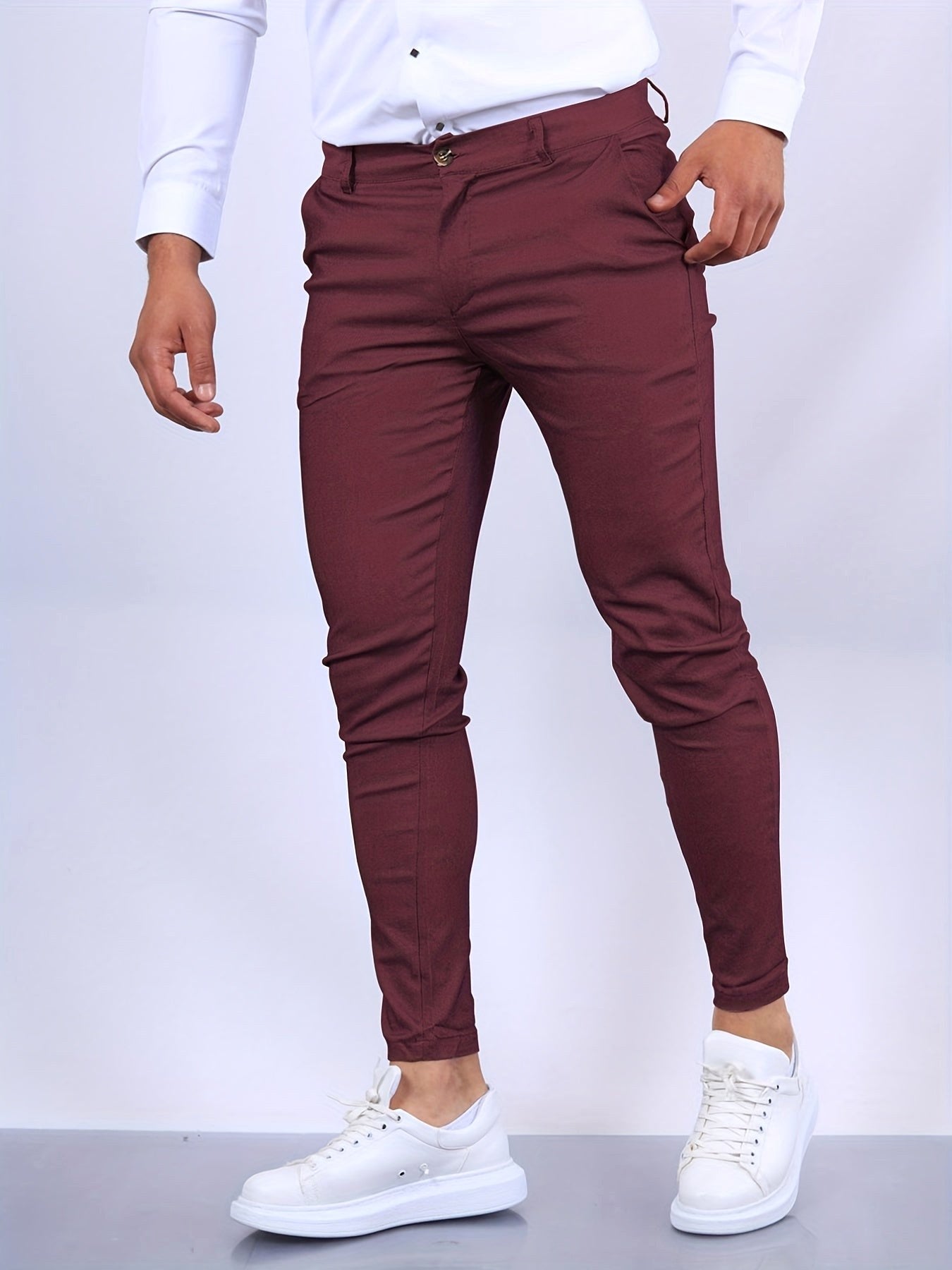 Stefan | Men's Slim Fit Chinos in Blue, Stretch Business Trousers | Bella Blue | Royal Blue