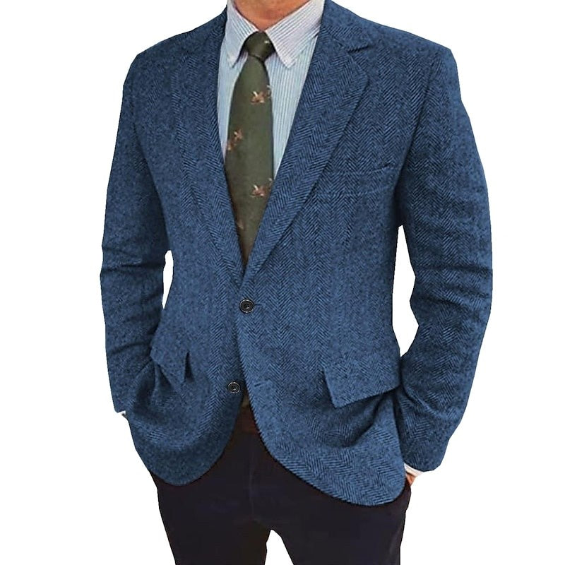 Stefan | Men's Single-Breasted Blazer, Two-Button Retro Jacket | Bella Blue