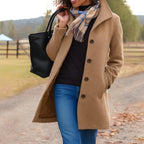 Susan | Women's Classic Button-Front Winter Coat, Tailored Autumn Coat | Bella Blue